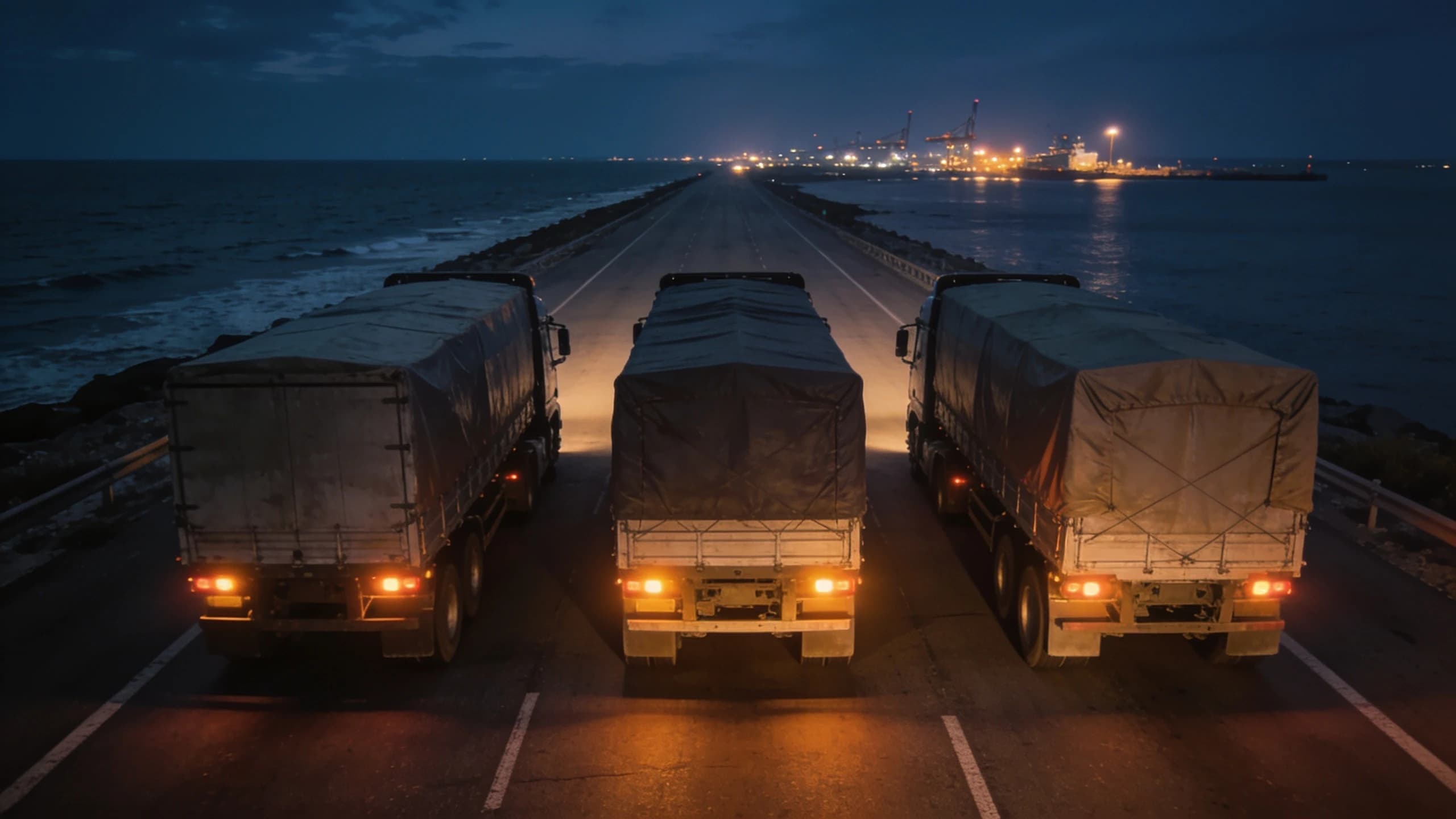 Logistics truck convoy highway